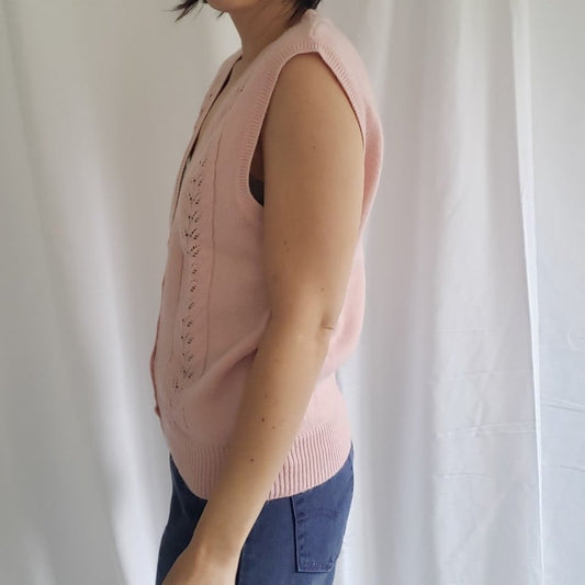 80s Pink Cottagecore Sweater Vest
