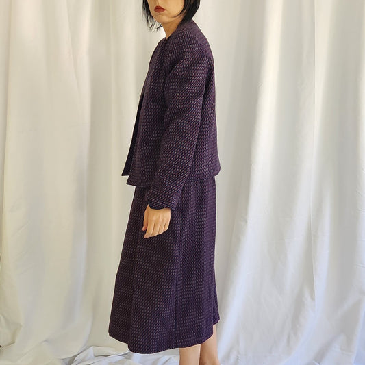 90s Black, Purple, Red and Blue Skirt Suit