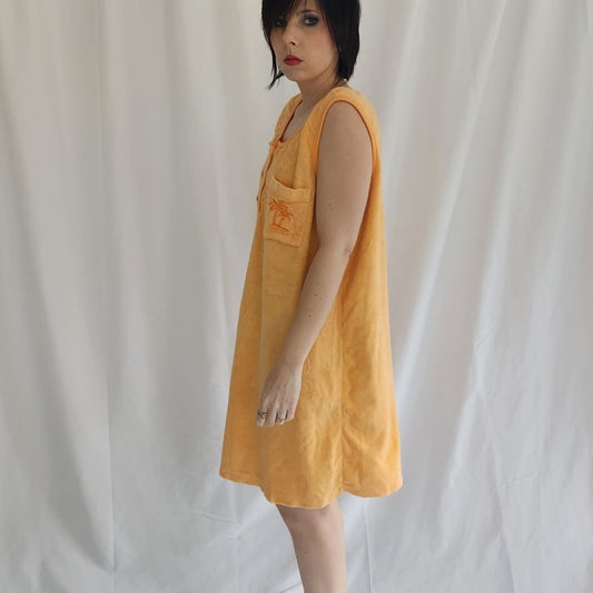 80s/90s Orange Terrycloth Dress