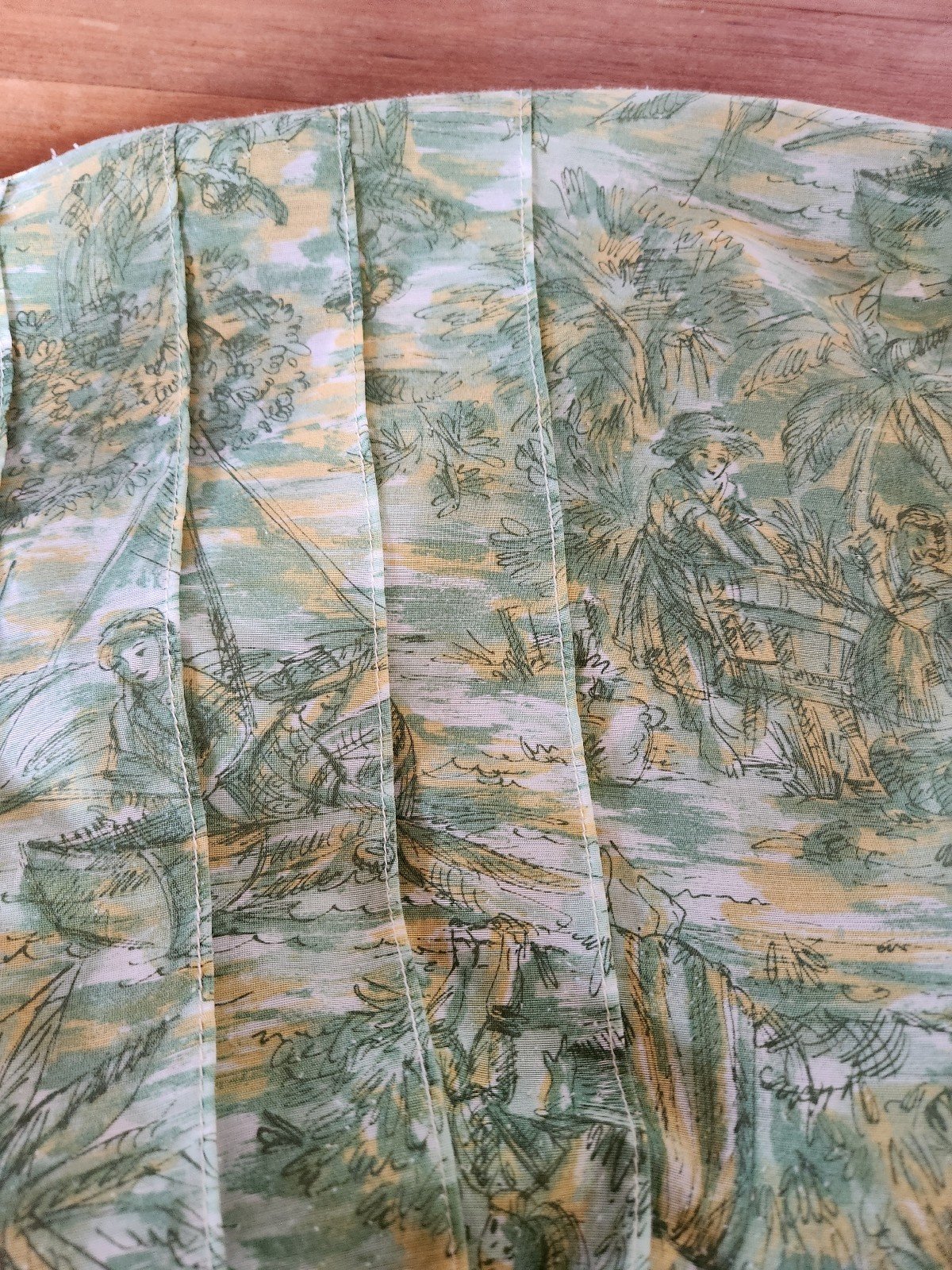 50s/60s Green and Yellow Novelty Print Dress