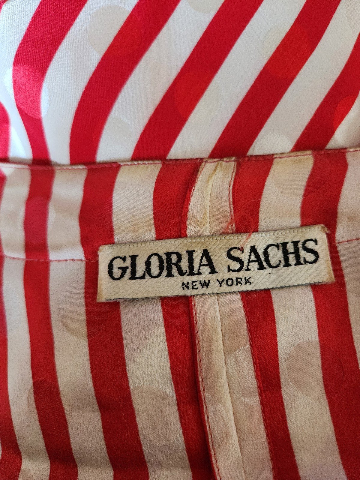 80s Gloria Sachs Red and White Striped Blouse