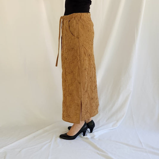 90s/Y2K Home Made Tan Midi Skirt