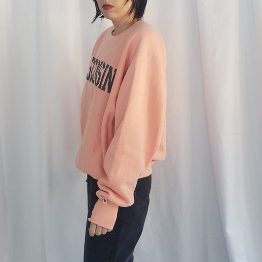 90s Pink Wisconsin Crew Neck Sweatshirt