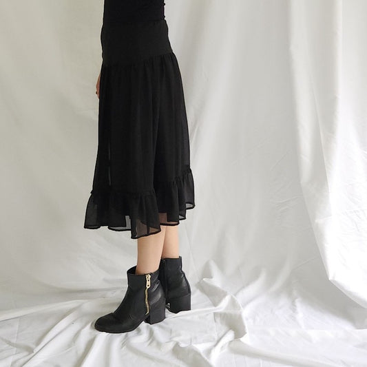 Black Floaty Midi Skirt