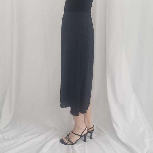 90s Black Nylon Slip Skirt