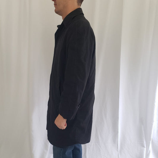 60s/70s Black Plaid Trench Coat