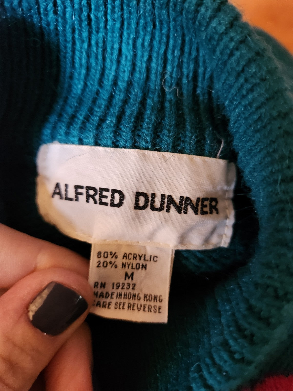 80s Teal and Purple Floral Mock Neck Sweater