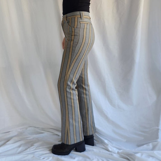 70s Gray and Tan Striped Pants