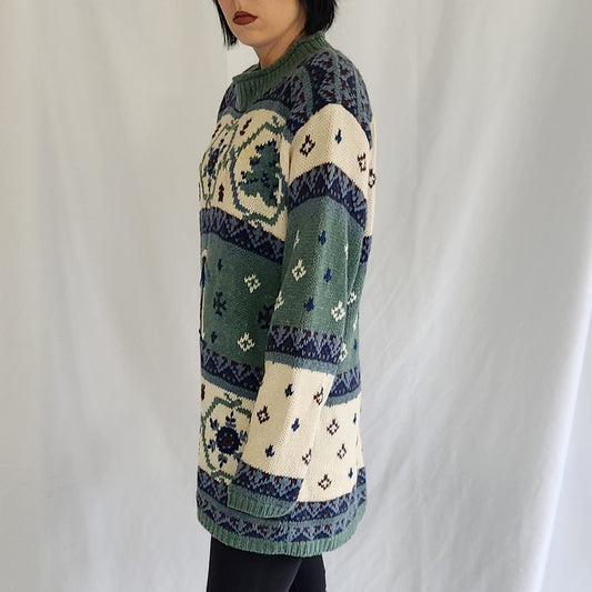 90s Cross Country Skiing Themed Sweater