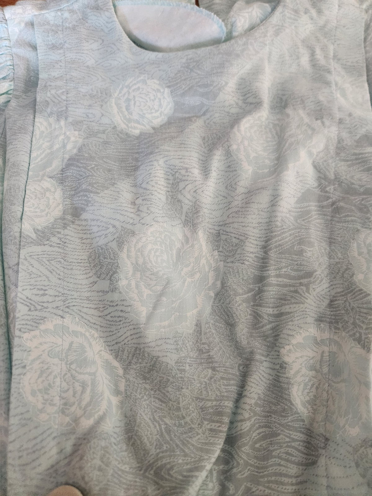 80s Aqua Rose Print Dress