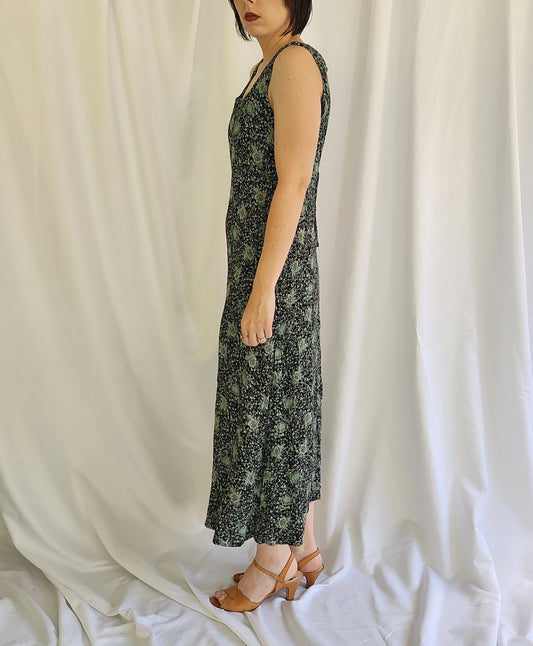 90s Green and Blue Floral Sundress