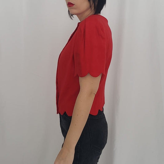 80s Red Saks Fifth Avenue Blouse