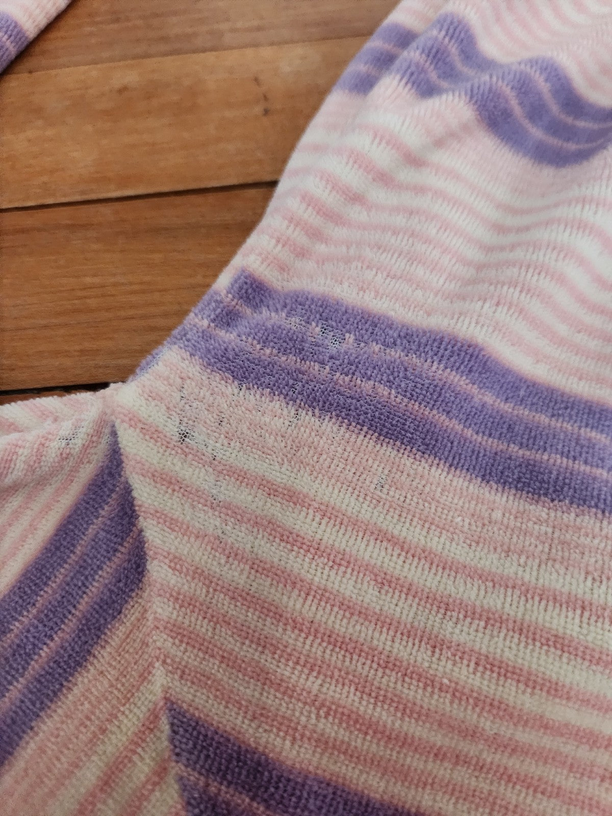 80s Pink and Purple Striped Terrycloth Sweatshirt