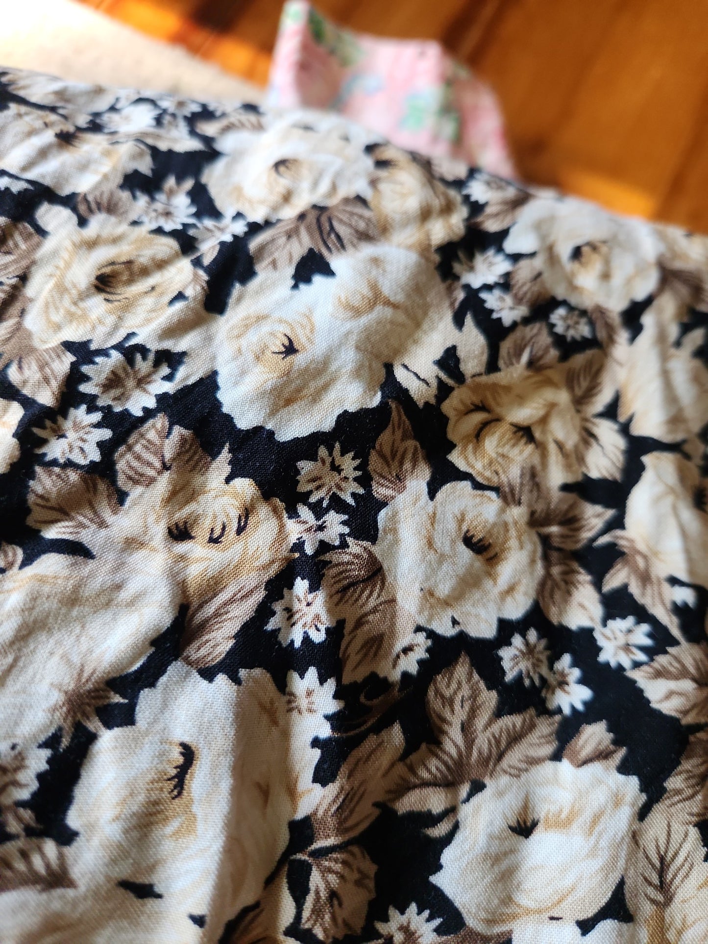 90s Black and Cream Rose Print Sleeveless Maxi Dress