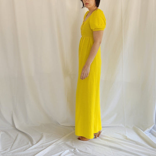 60s Yellow Knit Maxi Dress