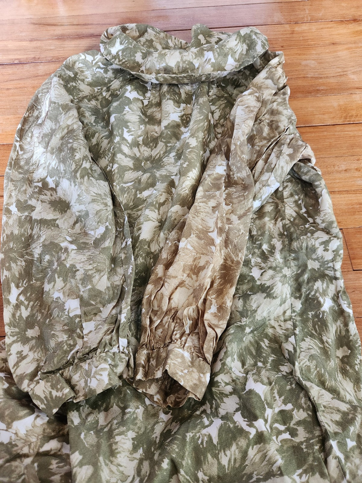 60s Home Made Green Floral Dress
