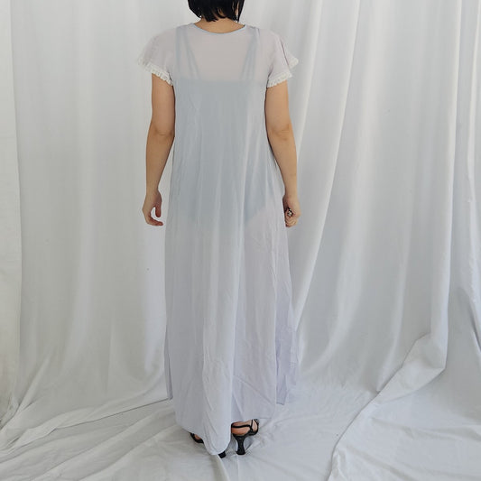 80s Pale Blue Nylon Nightgown
