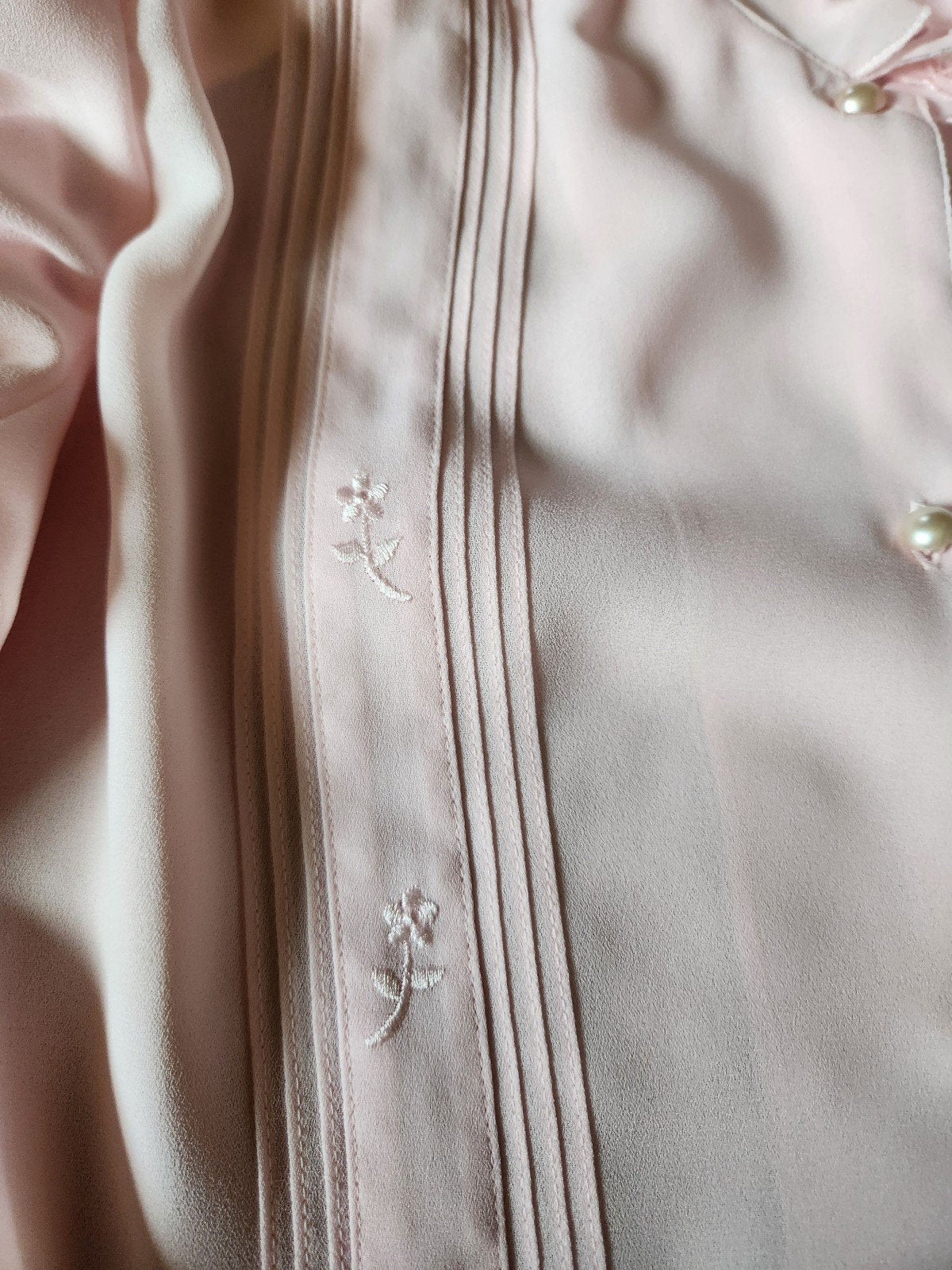 80s Sheer Pink Short Sleeve Blouse