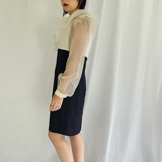 90s Black and White Frilly Dress