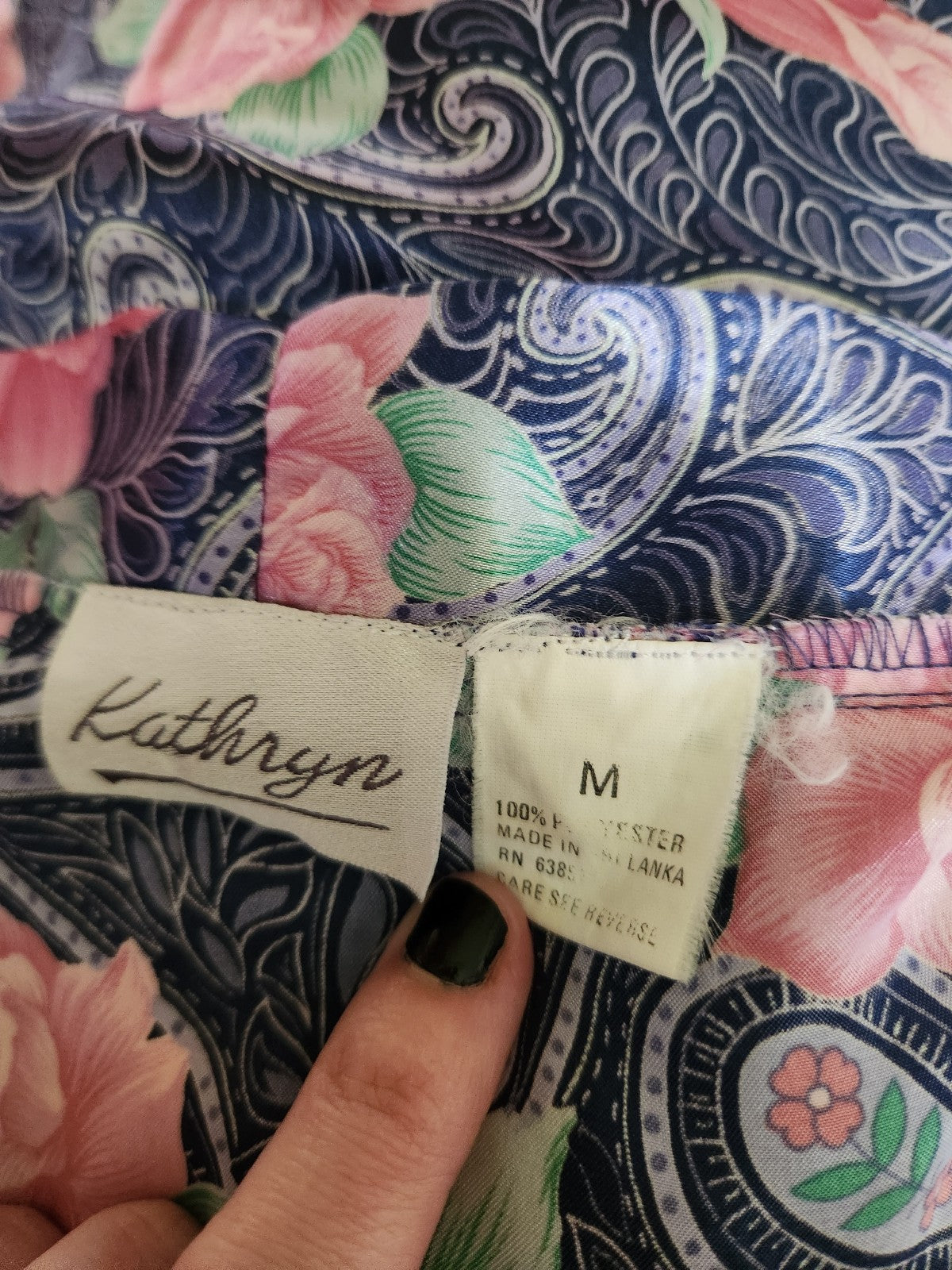 90s Satin Rose Print Robe