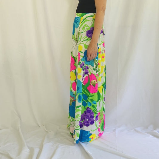 60s/70s Hand Made Flower Power Maxi Skirt