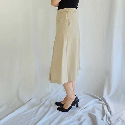 80s Tan Pleated Skirt