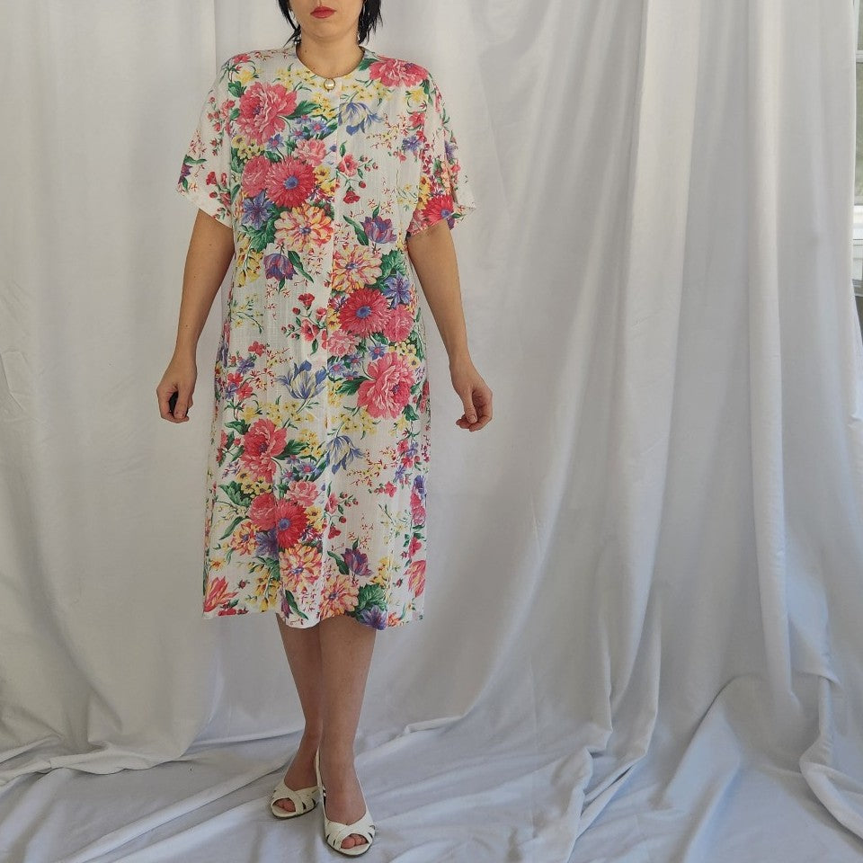 80s/90s Home Made Floral Midi Dress
