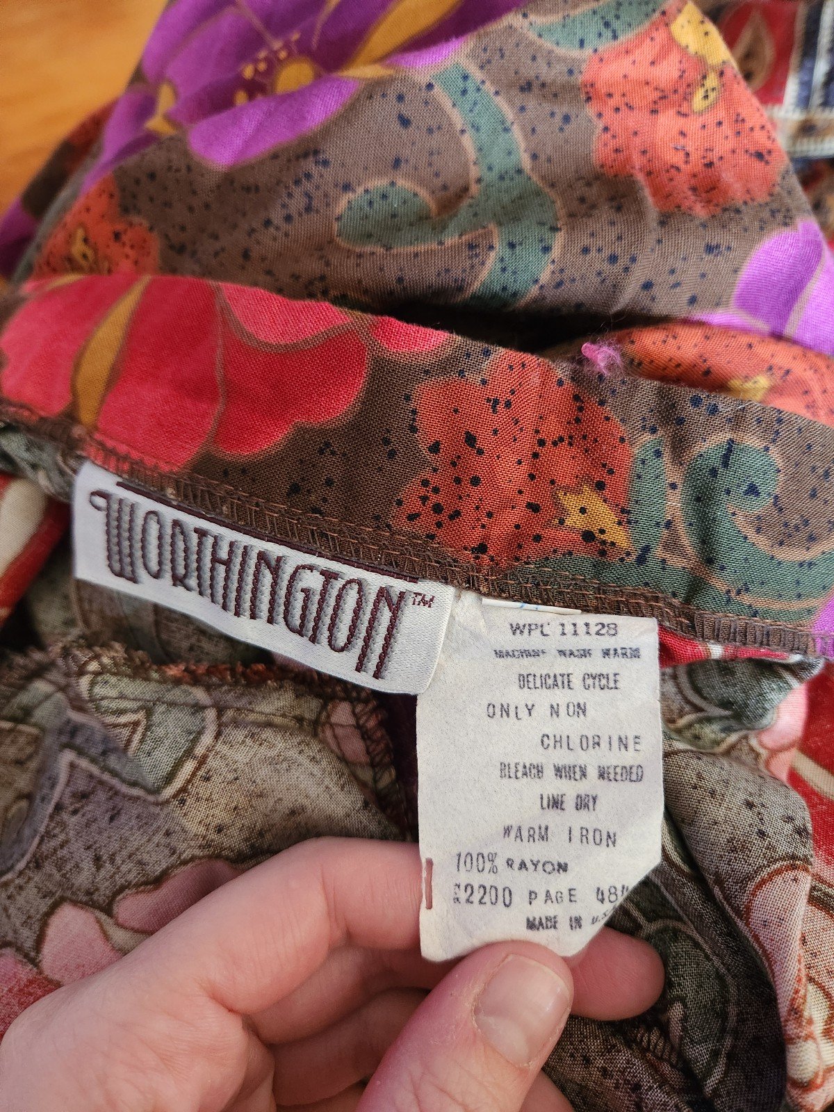 90s Brown, Purple, and Red Rayon Midi Skirt