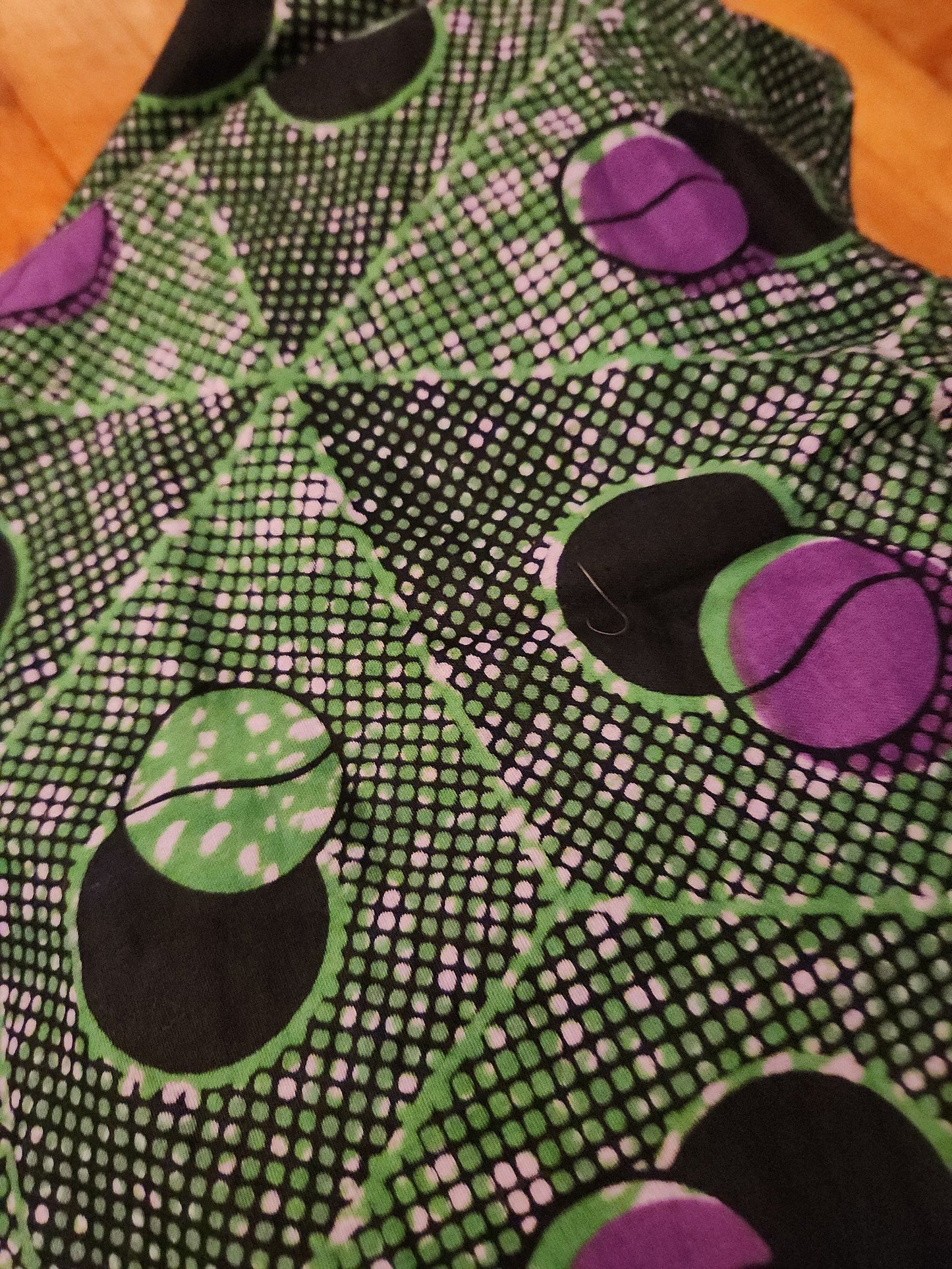 Vintage Green and Purple Geometric Hand Made Skirt Set