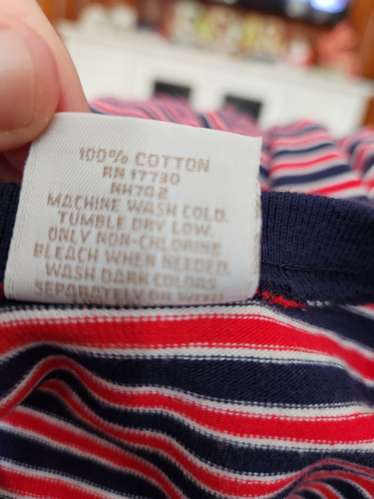 90s/00s 100% Cotton Red and Navy Striped Tee