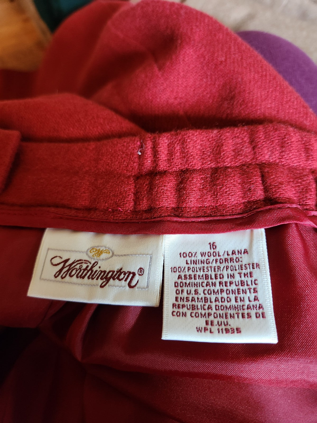 90s Red Wool Pencil Skirt