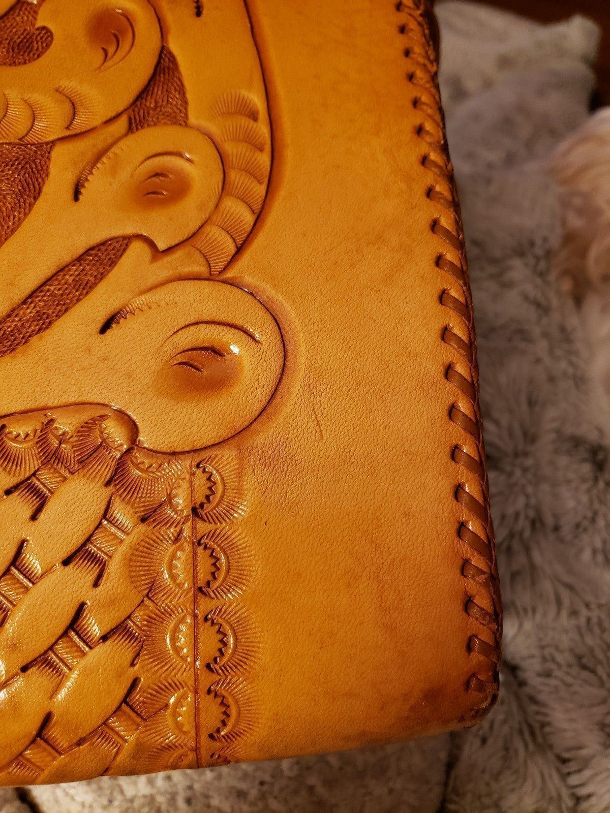 Vintage Hand Tooled Leather Shoulder Bag