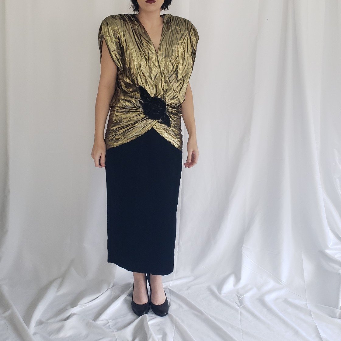 green emerald velvet dress 1980s Liquid Gold Strapless Party Dress & Jacket Set main image 1