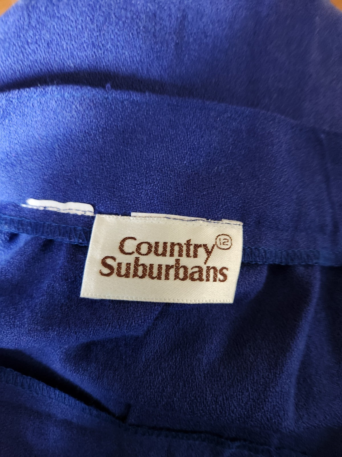 80s Blue Pleated Midi Skirt