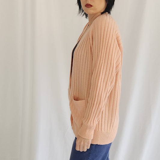 90s Pink Ribbed Cardigan