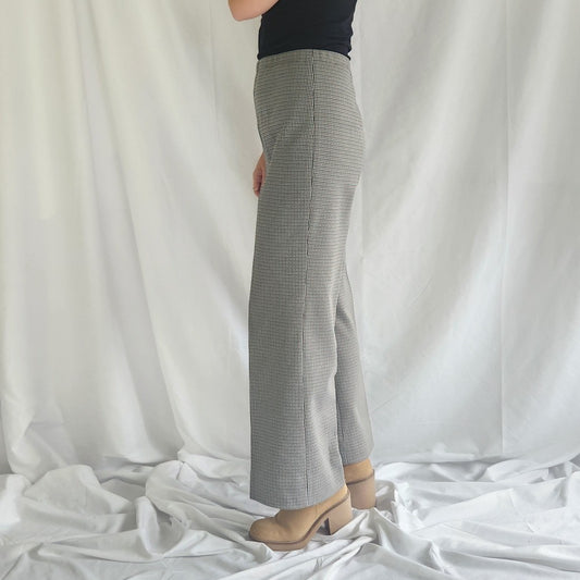 70s Brown and Green Houndstooth Pleated Pants