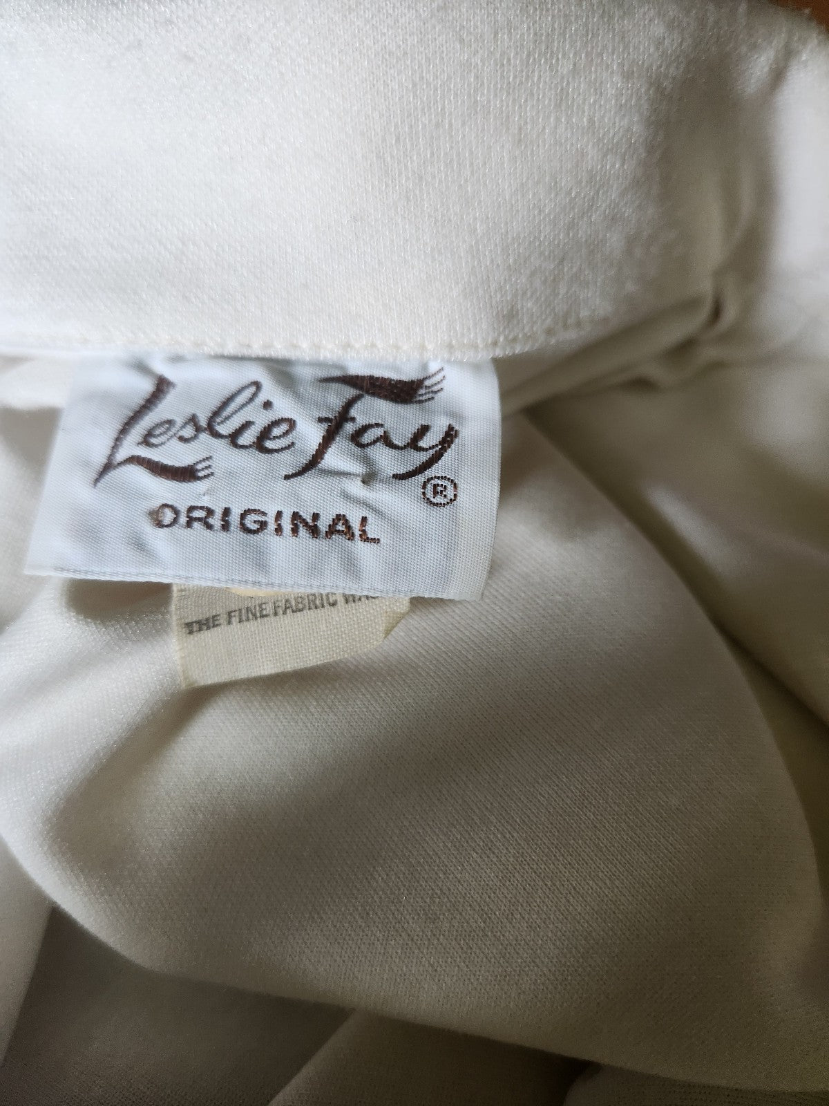 70s Ivory and Silver Long Sleeve Dress