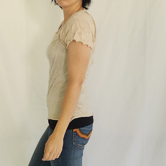 Y2K Beige Square Neck Top