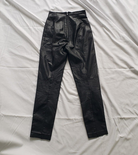90s Black Leather Straight Leg Pants