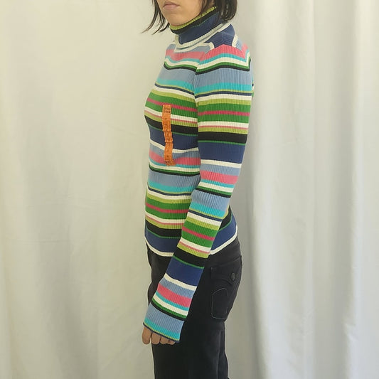 Y2K Deadstock Colorful Striped Turtleneck Sweater