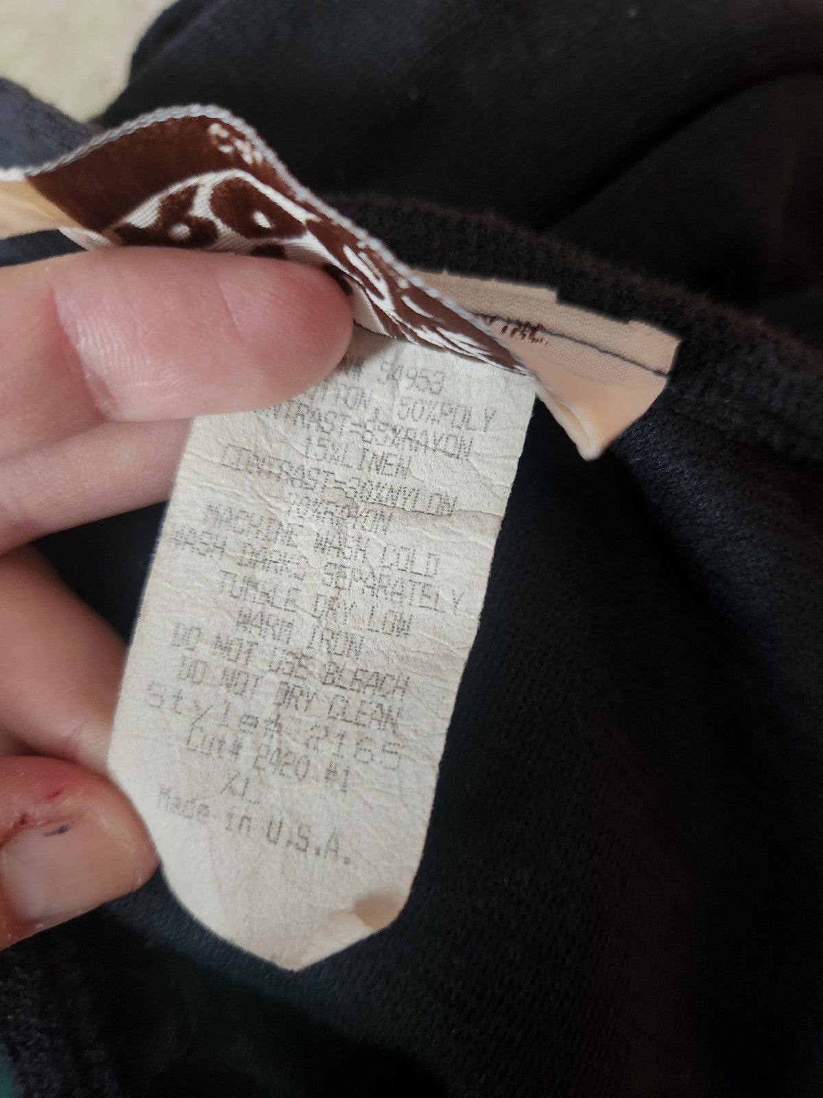 90s Black Cotton Blend Boho Shirt