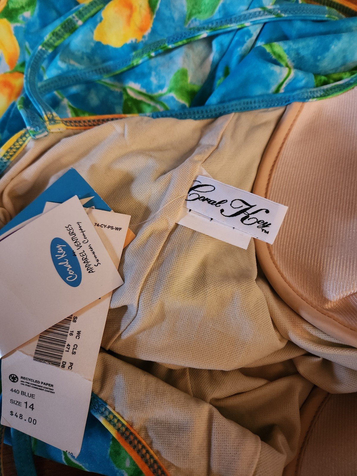 90s Deadstock Blue Skirted Swimsuit