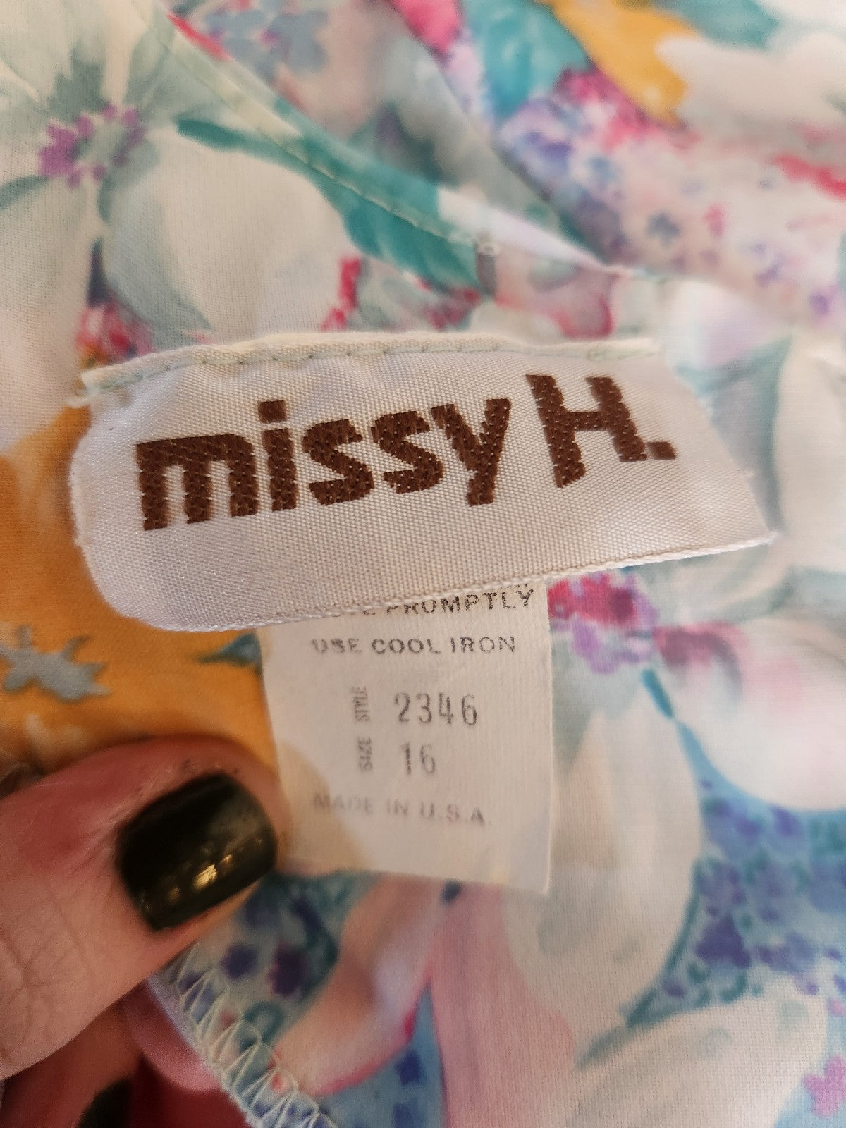 70s/80s Blue, Pink, and Orange Floral Midi Dresa