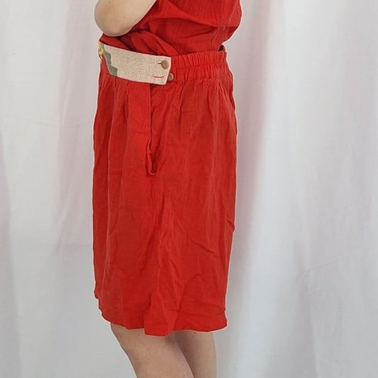 90s Red Cotton Shorts
