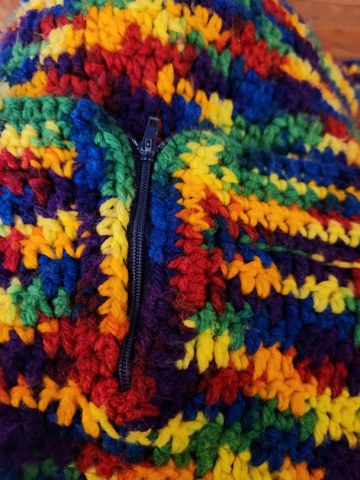 Vintage Hand Made Rainbow Knit Sweater