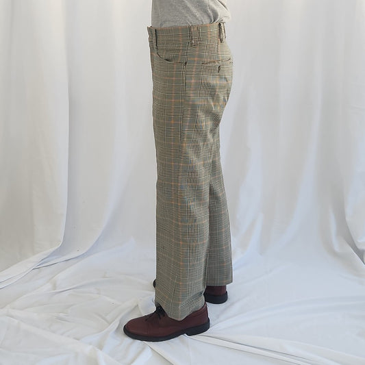 70s Green and Orange Plaid Trousers