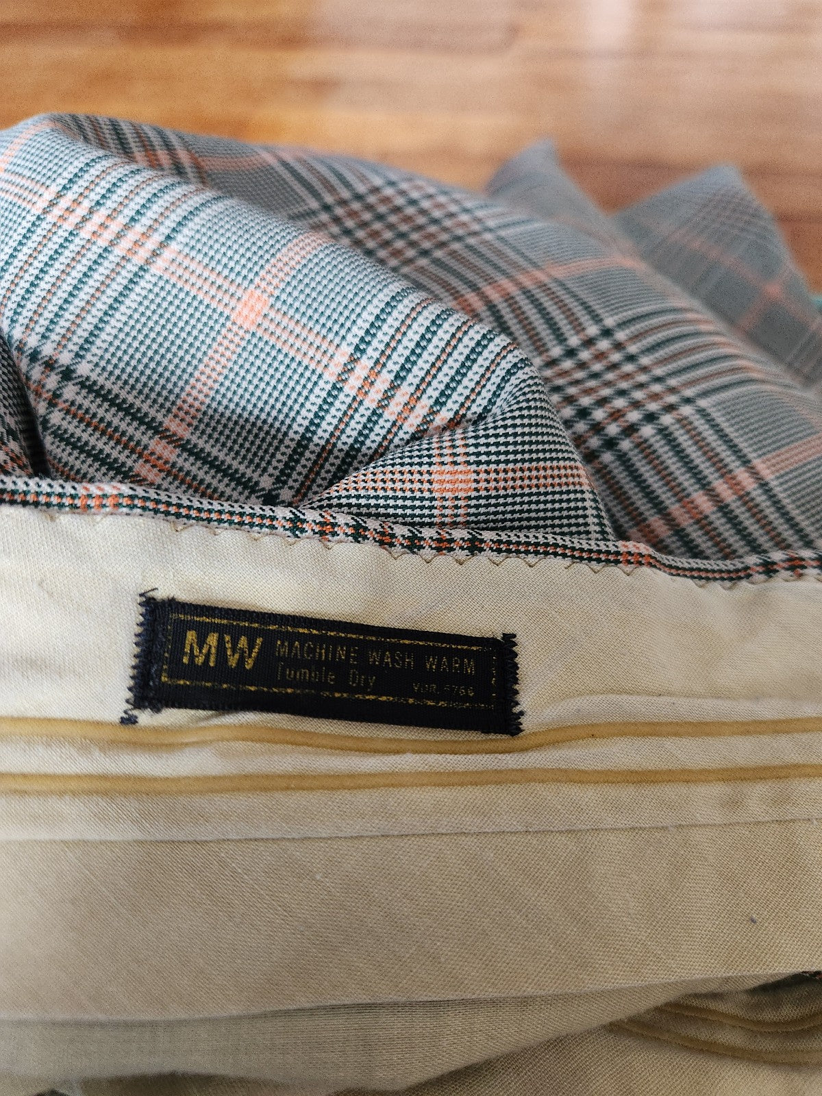 70s Green and Orange Plaid Trousers