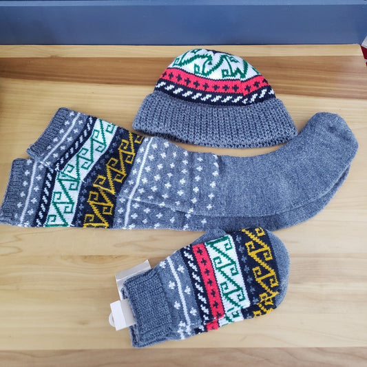 Vintage Matching Hat, Mittens, and Knee Socks
