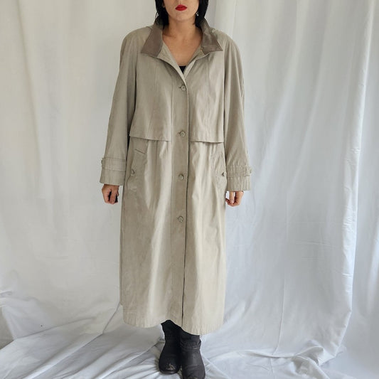 90s Tan Hooded Trench Coat