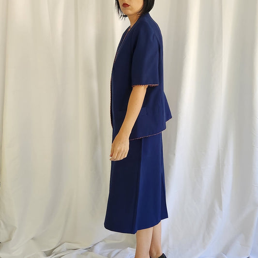 80s Blue Skirt Suit